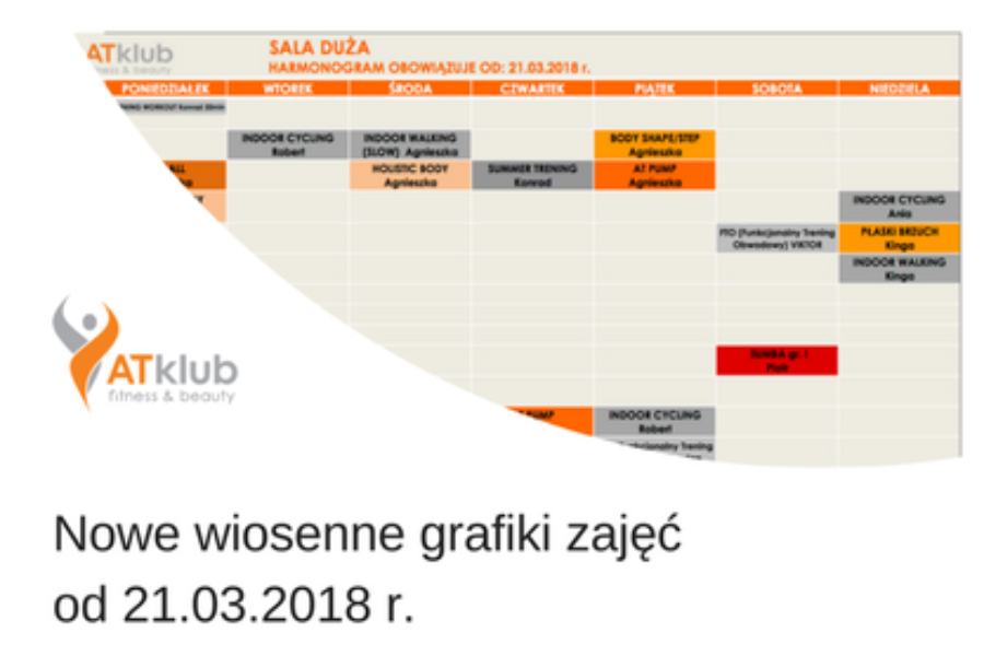 Nowe grafiki zajęć od 21.03.2018 r.