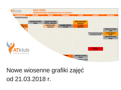 Nowe grafiki zajęć od 21.03.2018 r.